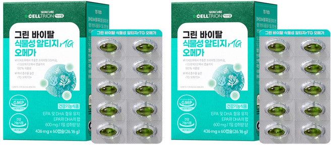 이너랩 그린 바이탈 식물성 알티지 오메가3, 2개, 60정