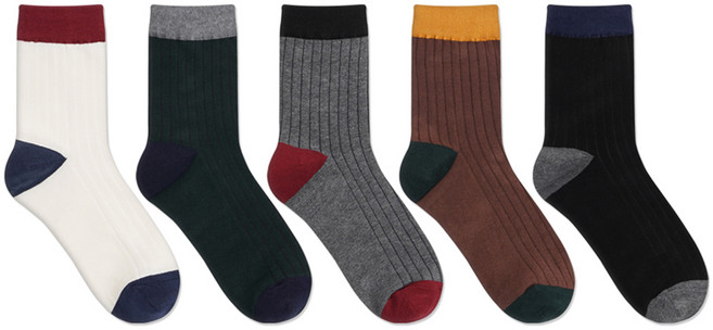 박군 남성용 러건 중목 양말 5족 세트