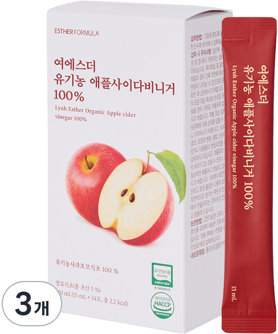 에스더포뮬러 여에스더 유기농 애플사이다비니거 14p, 3개, 210ml
