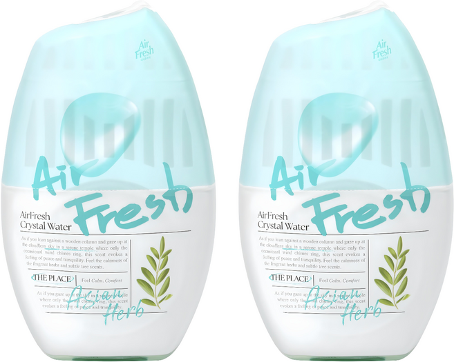 에어후레쉬 크리스탈워터 실내용 대용량 방향제, 400ml, 2개, 아시안 허브향