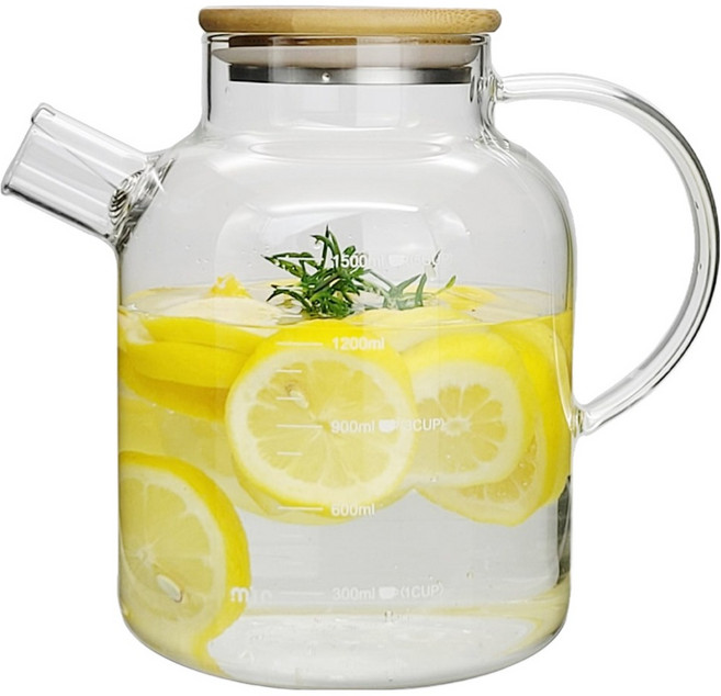 미르코리아 해피브루 내열유리 눈금 티포트, 혼합색상, 1.8L, 1개