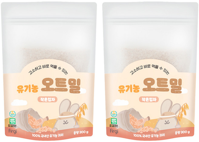 퍼기 유아용 유기농 오트밀 작은입자, 300g, 2개