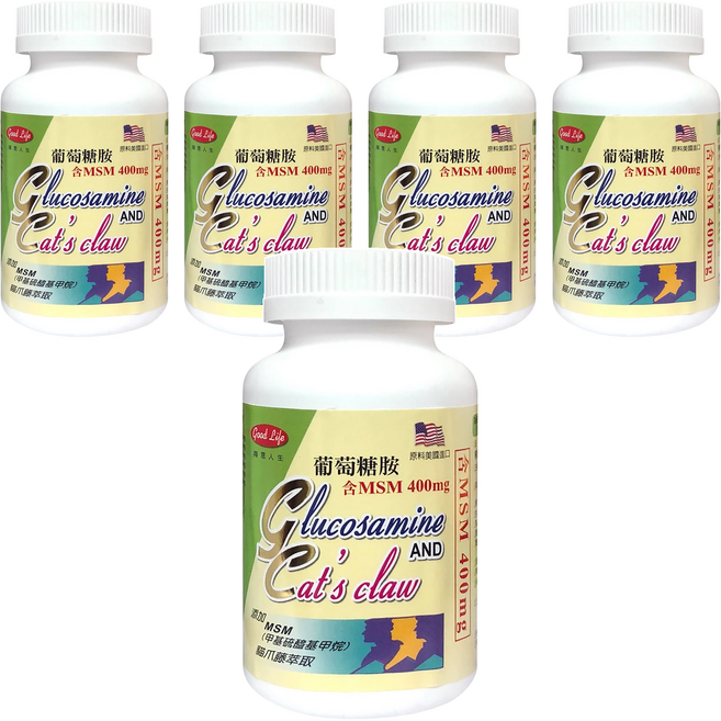good Life 得意人生 葡萄糖胺+MSM 全素, 60顆, 5罐