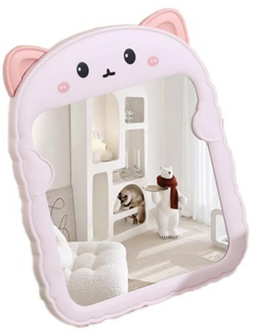 인아트 탁상용 깜찍 거울 아기고양이, 연보라