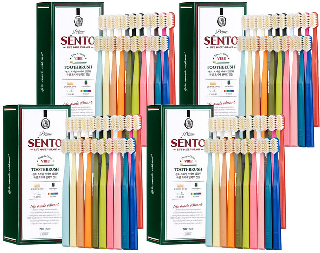 센토 프라임 바이브 딥클린 듀얼 초미세 탄력모 칫솔, 4개, 20개입