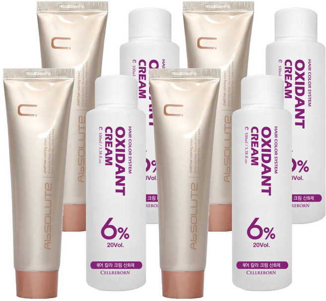 에비뉴쉬에뜨 앱솔루트 컬러링 크림 염색제 120g + 산화제 100ml, 자연황갈색, 4개