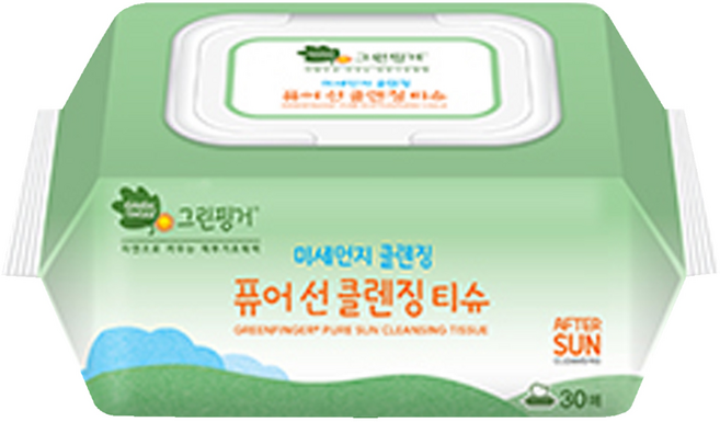 그린핑거 퓨어선클렌징 티슈 캡형 30매, 30개입, 1개
