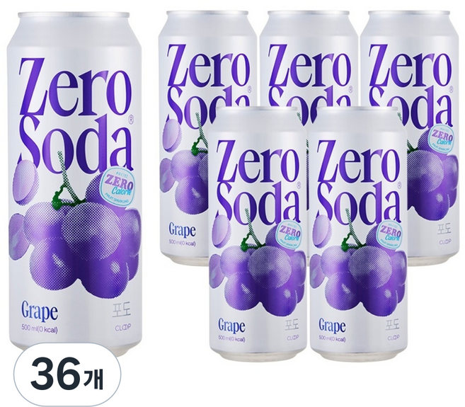 클룹 제로소다 포도, 36개, 500ml