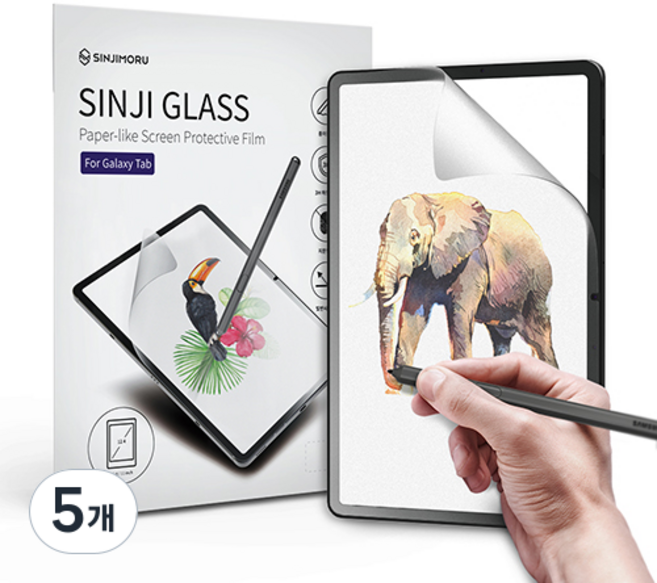 신지모루 종이질감 태블릿 액정보호필름, 5개