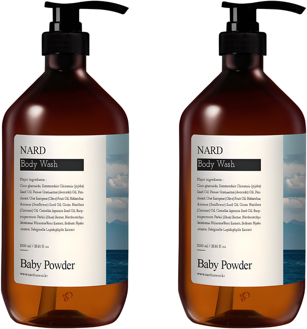 나드 부케가르니 리프레쉬 퍼퓸드 바디워시 베이비파우더향, 1L, 2개
