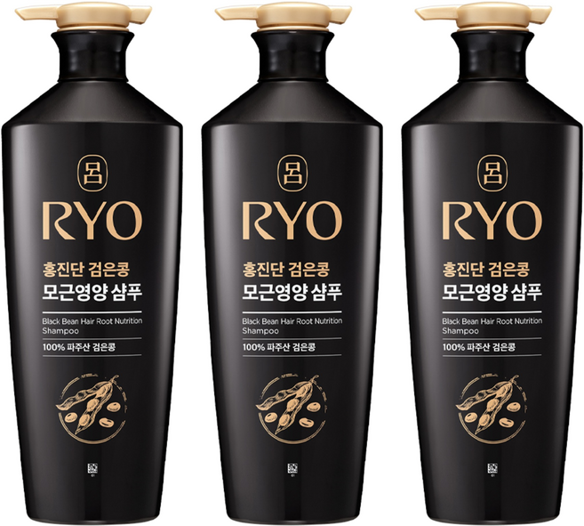 RYO 呂 黑豆髮根滋養弱酸性洗髮精 白花香, 820ml, 3瓶