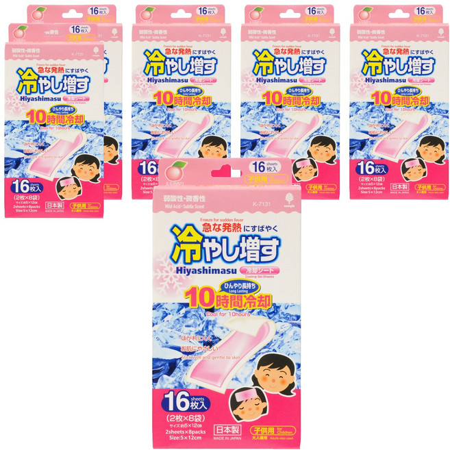 코쿠보 열 냉각시트 어린이 성인 겸용 복숭아향, 16개입, 6개