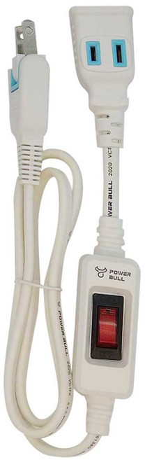 POWER BULL 動力公牛 旗艦型2插延長中繼線 206g, 1條, 白色, 1m