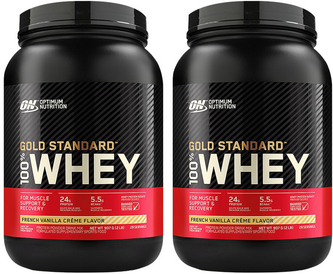 옵티멈뉴트리션 골드 스탠다드 웨이 단백질 바닐라향 29회분, 907g, 2개