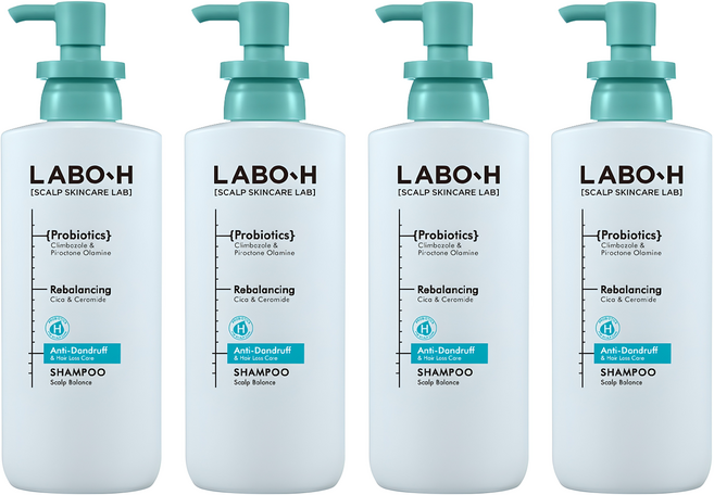 라보에이치 댄드 러프 클리닉 비듬 두피 각질 케어 약산성 샴푸, 400ml, 4개
