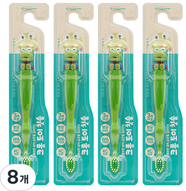 케이엠제약 크롱 토이 유아칫솔, 혼합색상, 8개