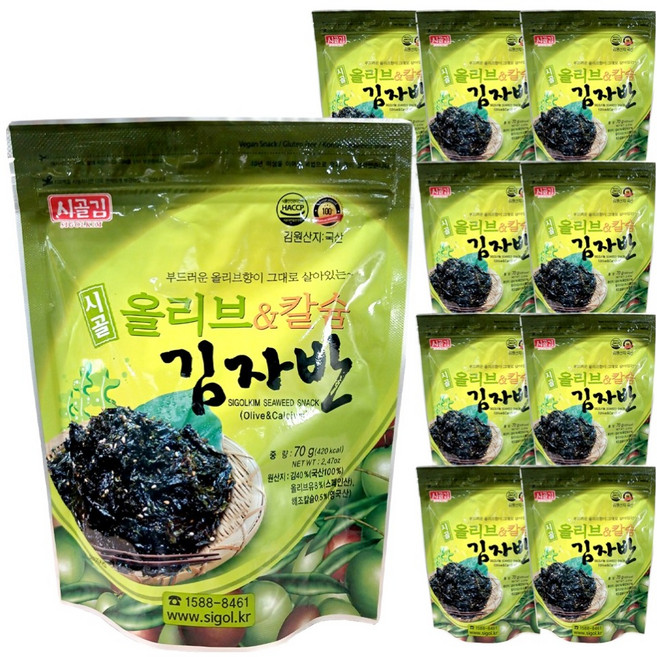 시골김 올리브 칼슘 김자반, 70g, 10개