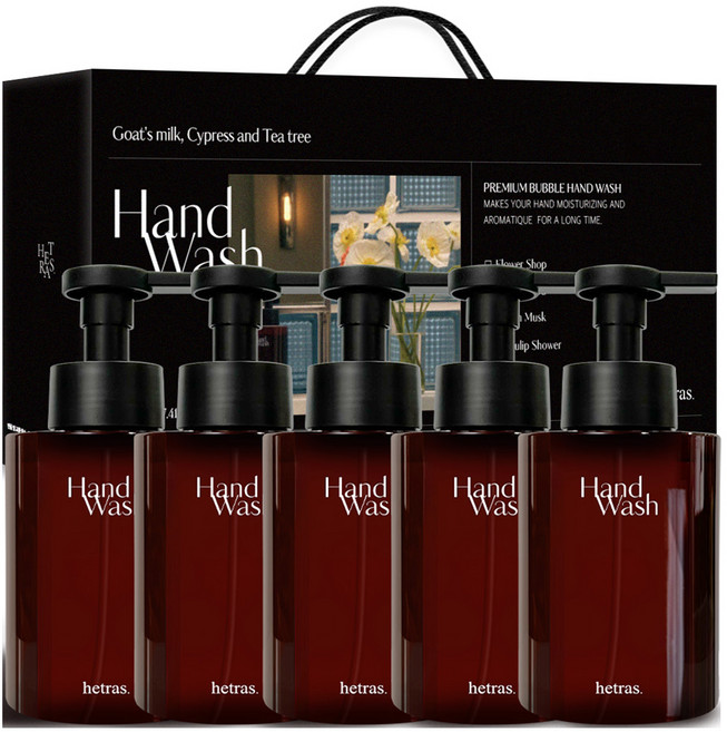 헤트라스 퍼퓸 버블 고보습 산양유 핸드워시 5종 세트, 515ml, 1세트