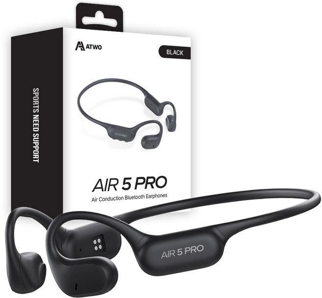 에이투 에어5프로 초경량 오픈형 MP3 공기전도 무선 블루투스 이어폰, ATWO AIR 5 PRO, 블랙