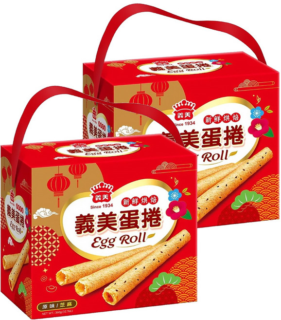 義美 手提蛋捲禮盒 吉利款, 360g, 2盒