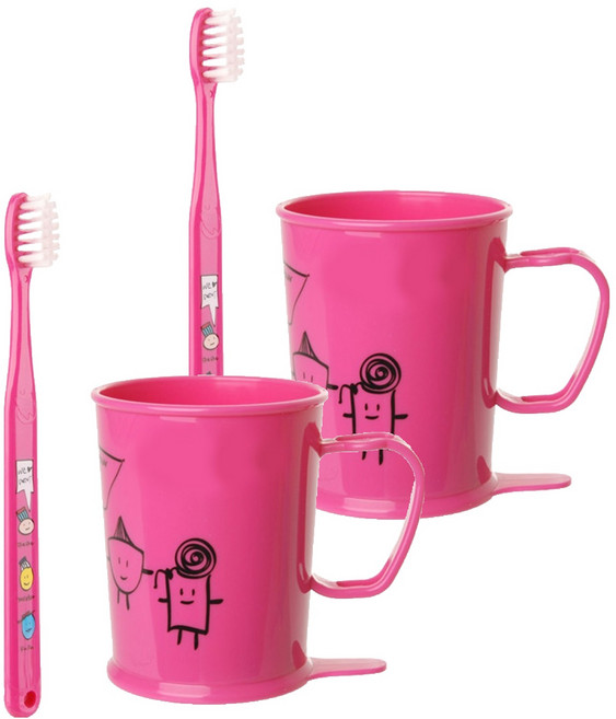 위덴 어린이 양치컵 A세트 핑크 6~8세, 2세트