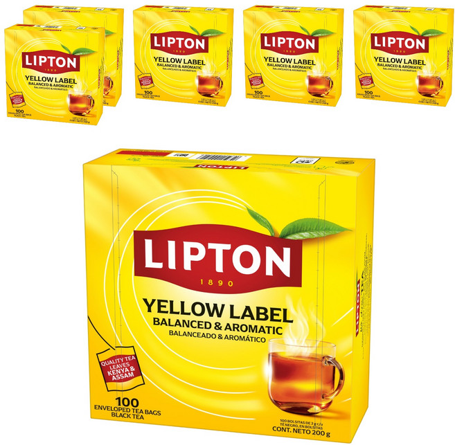 립톤 옐로우 라벨 홍차, 2g, 100개입, 6개
