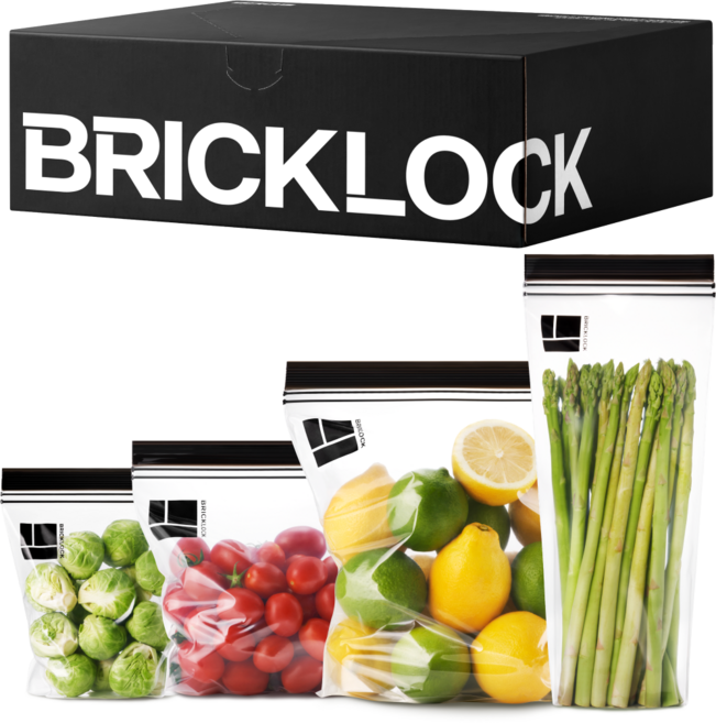 브릭글로 브릭락 두꺼운 스탠딩 더블 지퍼백 냉장 냉동 겸용 90p 세트, 혼합, 1세트, 90개입