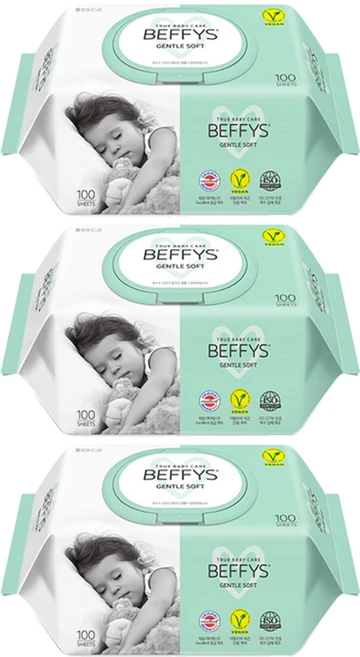 베피스 아동용 젠틀 소프트 물티슈 캡형, 60g, 100매, 3개 - 쿠팡