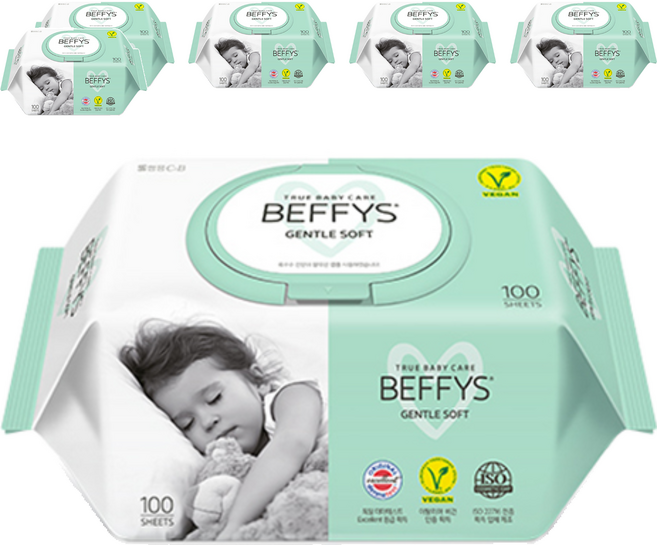 베피스 아동용 젠틀 소프트 물티슈 캡형, 60g, 100매, 6개