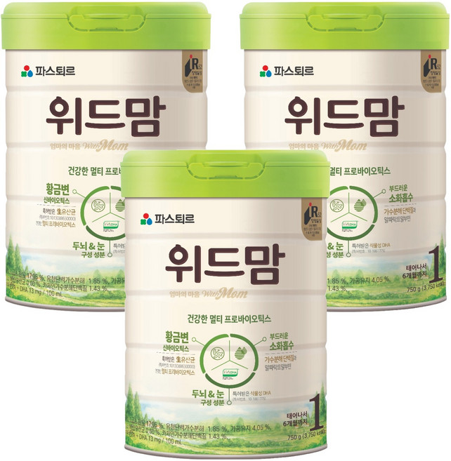 위드맘 무항생제 원유 분유 1단계, 750g, 3개