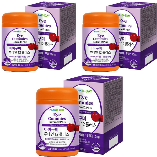 뉴트리디데이 아이구미 루테인 12 플러스, 60정, 3개