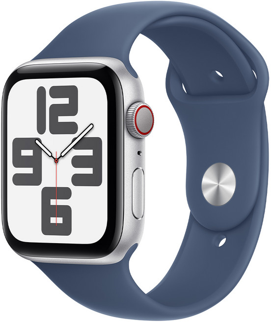 Apple Watch SE 2 附M/L運動錶帶 MXER3TA/A 原廠保固, 44mm, 銀色 + 丹寧色, GPS
