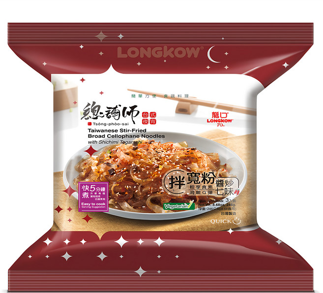 龍口 總舖師 醬炒七味拌寬粉 3包, 246g, 1袋