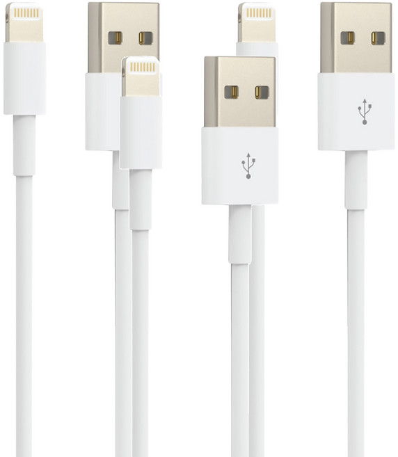 充電線 蘋果USB 3條, 1m, 白色, 1組