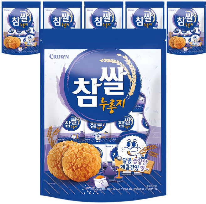 크라운 참쌀 누룽지, 216g, 6개