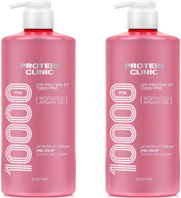엘라스틴 프로틴 클리닉 10000 모로코 아르간 오일 고영양 샴푸 피치 블로썸향, 1L, 2개