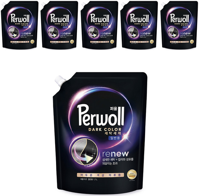 퍼울 다크 일반용 세탁세제 리필, 1.7L, 6개