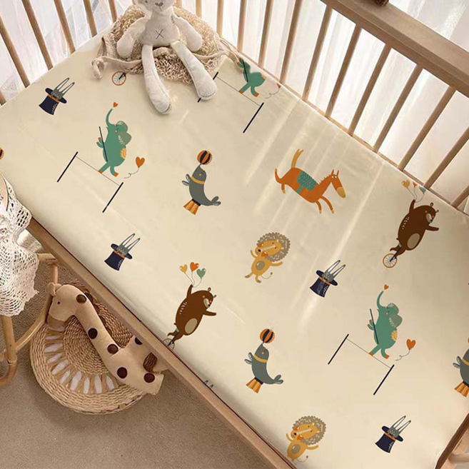 HABABY BED 台灣製 一般嬰兒床專用 嬰兒床包 適用120 x 60cm 120 x 65cm 120 x 70cm 床型 床單 床笠, 馬戲團, 1個