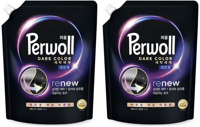 퍼울 다크 세탁세제 리필 일반용, 1.7L, 2개