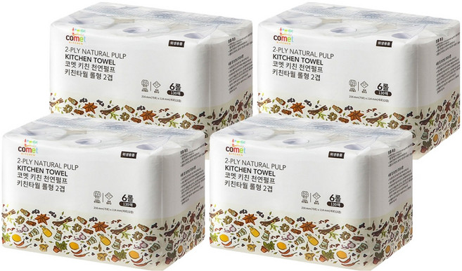 comet 捲筒式廚房紙巾 130張, 6捲, 4袋