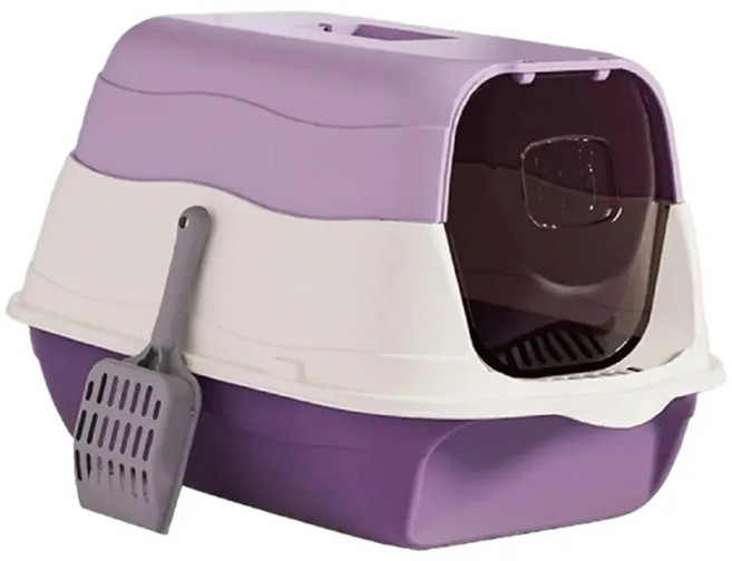 iCat 寵喵樂 兩用式貓砂盆 B款 附貓砂鏟, 紫色, 1個
