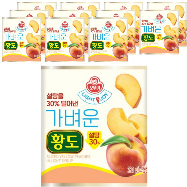 OTOKI 不倒翁 LIGHT&JOY 減糖黃桃罐頭, 280g, 12個