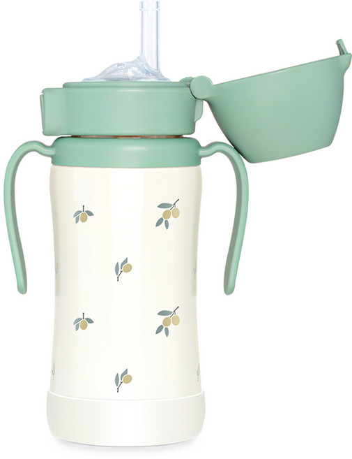 그로미미 원터치 스테인리스 빨대컵, 300ml, 1개, 올리브피스타치오