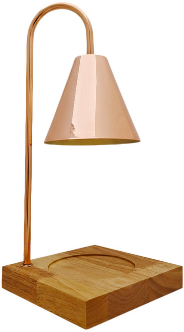 緬美原木底座融蠟燈 烤漆燈罩 附贈35W燈泡2顆, 玫瑰金色