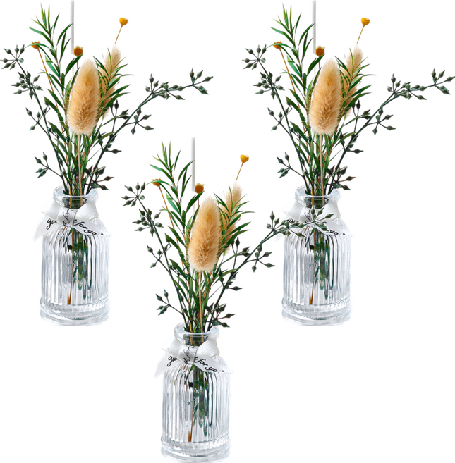 LONGFINE 朗氛 植物精油 ins北歐乾燥花無火香薰擺飾 50ml, 木質檀香, 3個