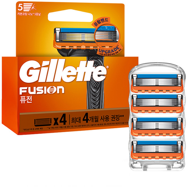 질레트 정품 퓨전 매뉴얼 면도날, 4개입, 1개