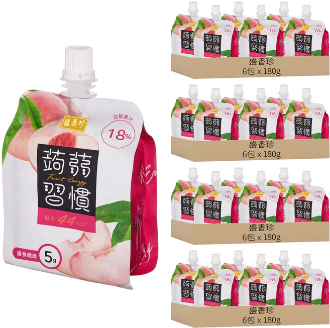 盛香珍 蒟蒻習慣 白桃蒟蒻, 180g, 24包