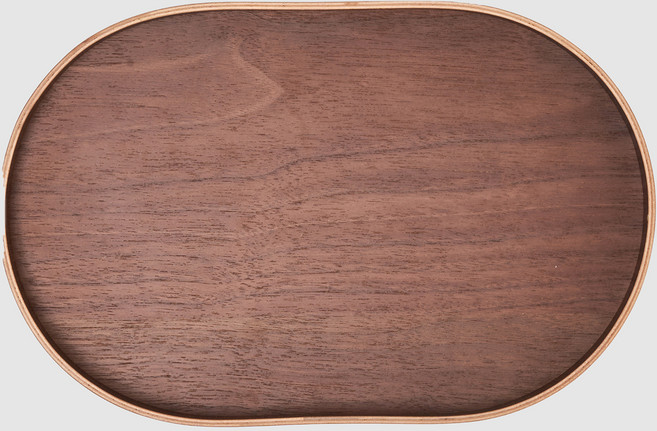 JAJU 오발형 월넛 우드 쟁반, 단일색상상, 1개