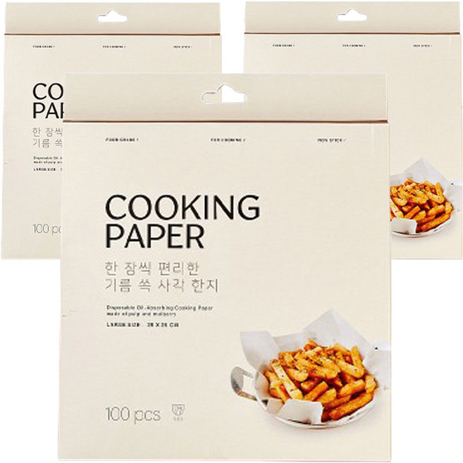 모던하우스 N 기름 쏙 흡수하는 큼직한 사각 한지, 25cm, 100개, 3개