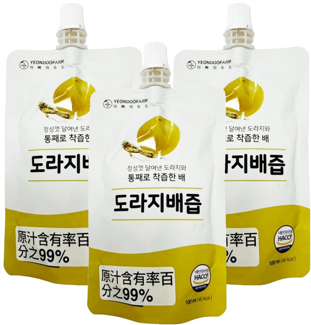 YEONDOOFARM 水梨及桔梗汁, 3包, 100ml